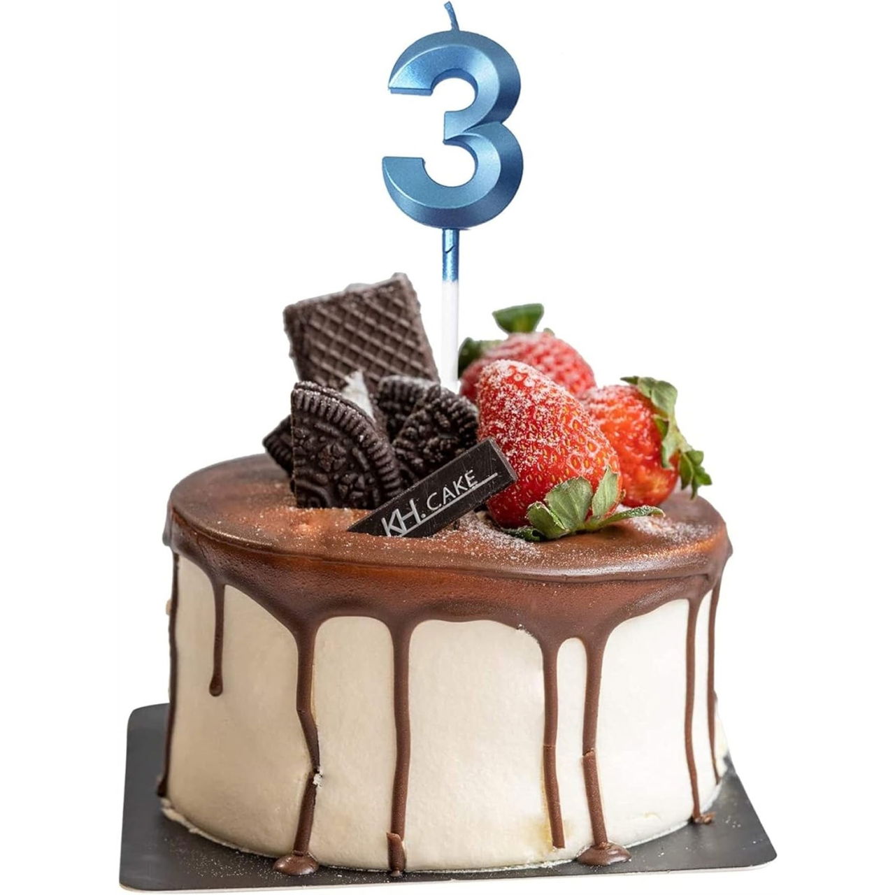 Lumanare Cifra 3, Flippy, Model Diamond, 5 x 3.4 cm, Albastru [3]