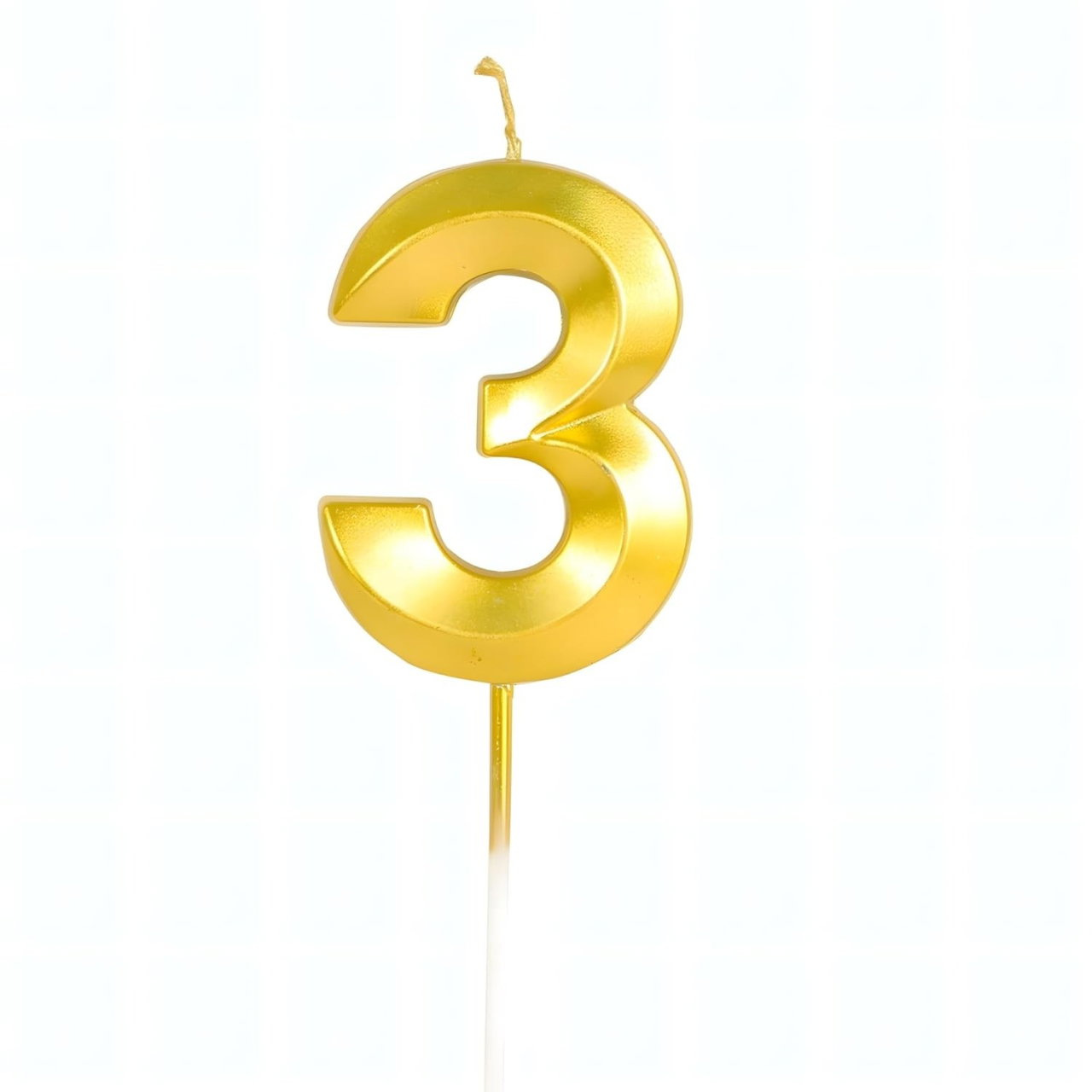 Lumanare Cifra 3, Flippy, Model Diamond, 5 x 3.4 cm, Auriu [6]