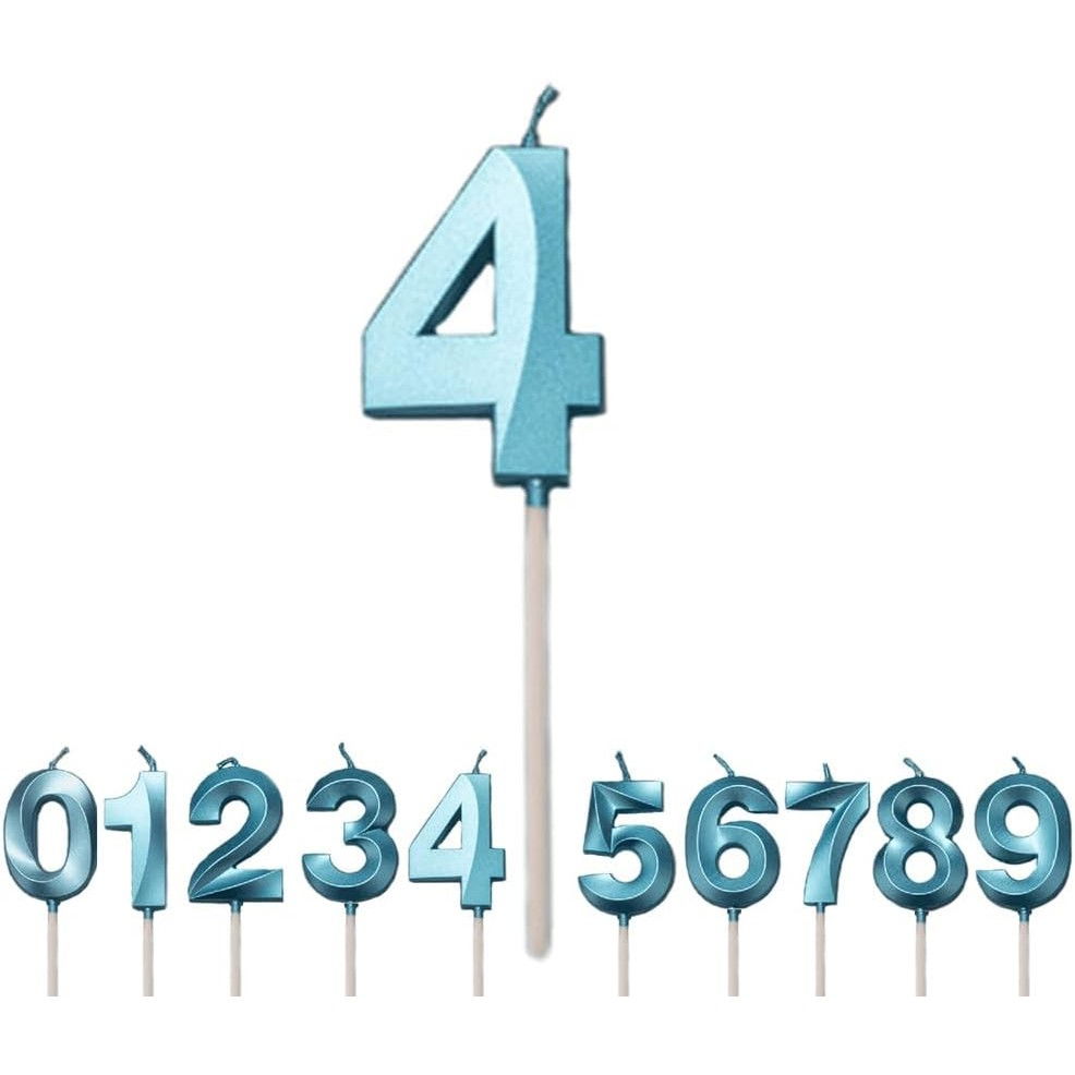 Lumanare Cifra 4, Flippy, Model Diamond, 5 x 3.4 cm, Albastru [5]