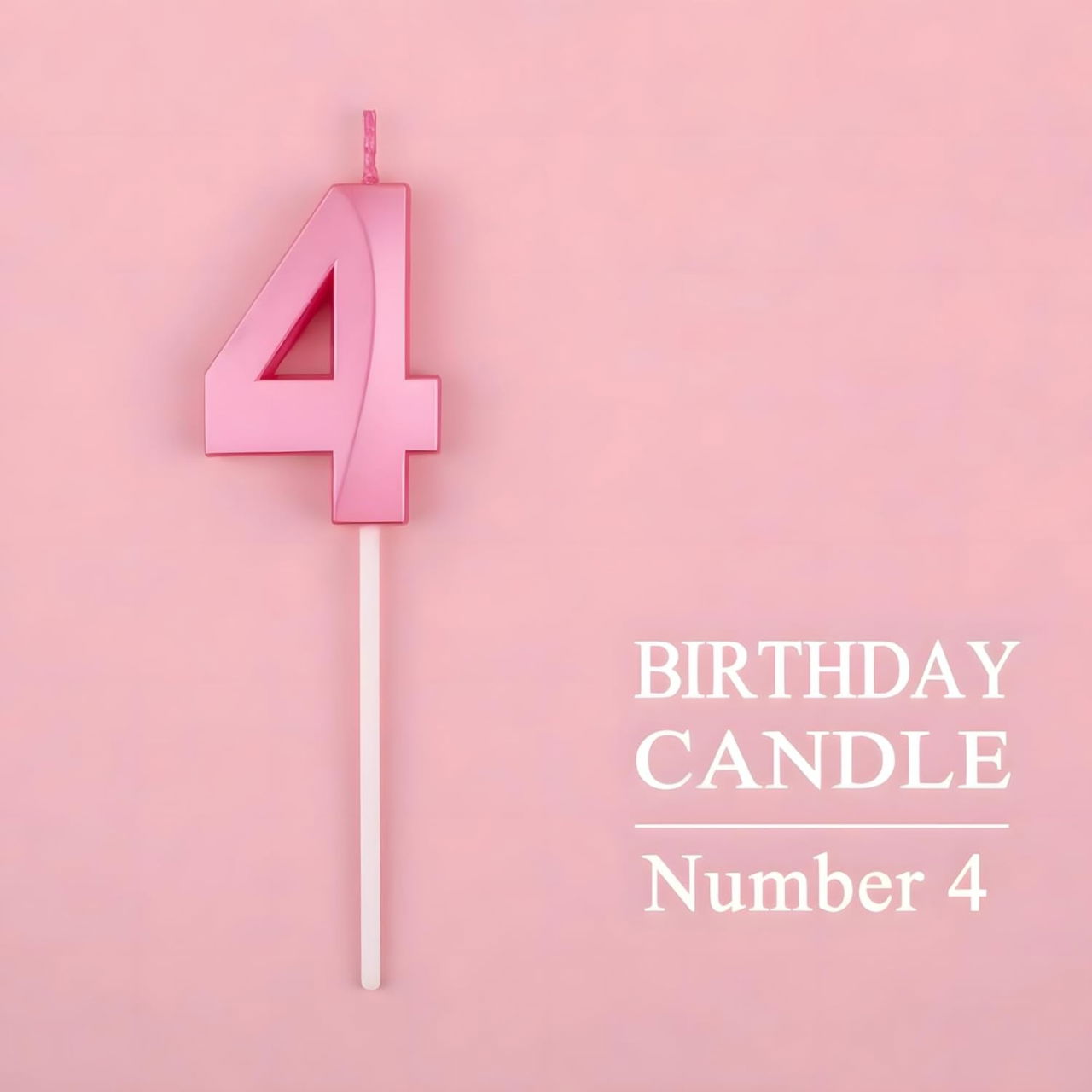 Lumanare Cifra 4, Flippy, Model Diamond, 5 x 3.4 cm, Roz [5]