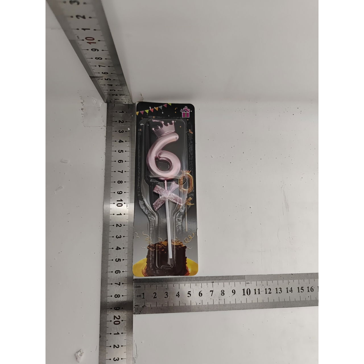 Lumanare Cifra 6, Flippy, Model Coroana cu Fundita, Pentru Tort, 6 x 2.5 cm Mov [6]