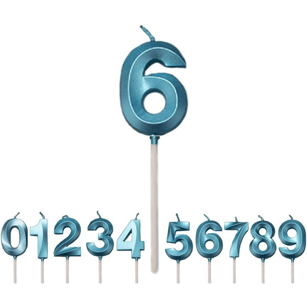 Lumanare Cifra 6, Flippy, Model Diamond, 5 x 3.4 cm, Albastru [5]