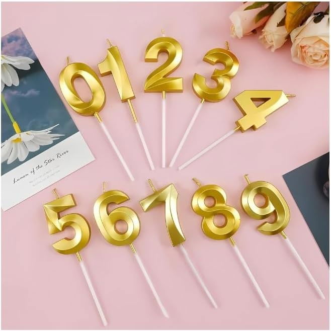 Lumanare Cifra 6, Flippy, Model Diamond, 5 x 3.4 cm, Auriu [4]