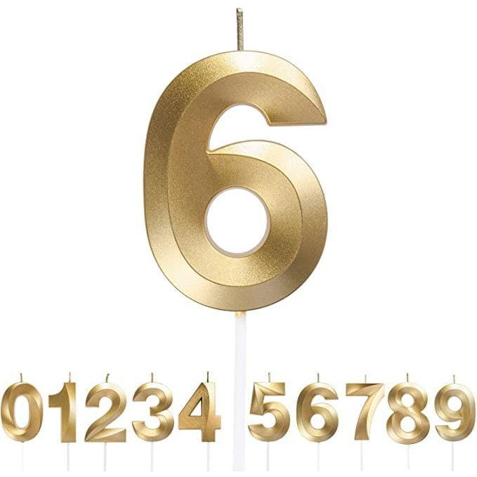 Lumanare Cifra 6, Flippy, Model Diamond, 5 x 3.4 cm, Auriu [3]