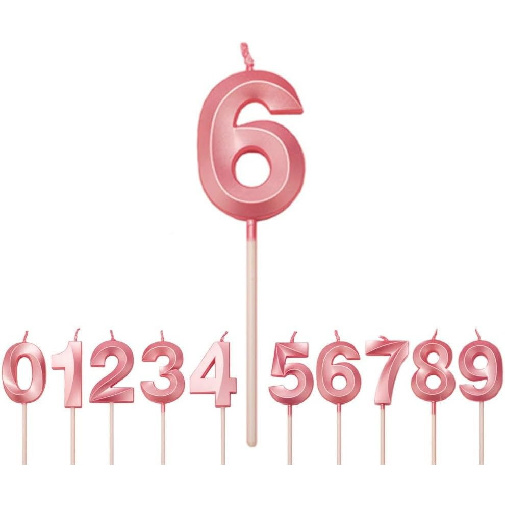 Lumanare Cifra 6, Flippy, Model Diamond, 5 x 3.4 cm, Roz [1]