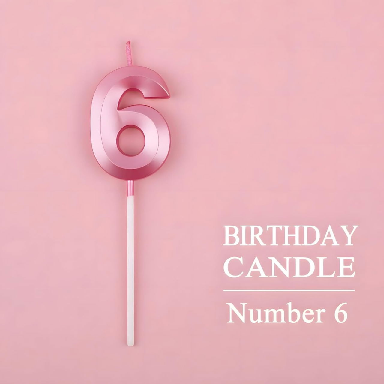 Lumanare Cifra 6, Flippy, Model Diamond, 5 x 3.4 cm, Roz [5]