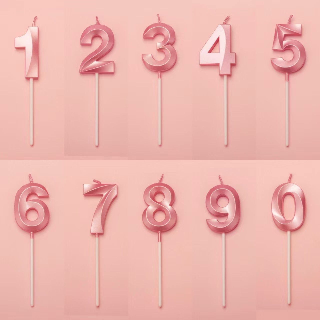 Lumanare Cifra 6, Flippy, Model Diamond, 5 x 3.4 cm, Roz [4]