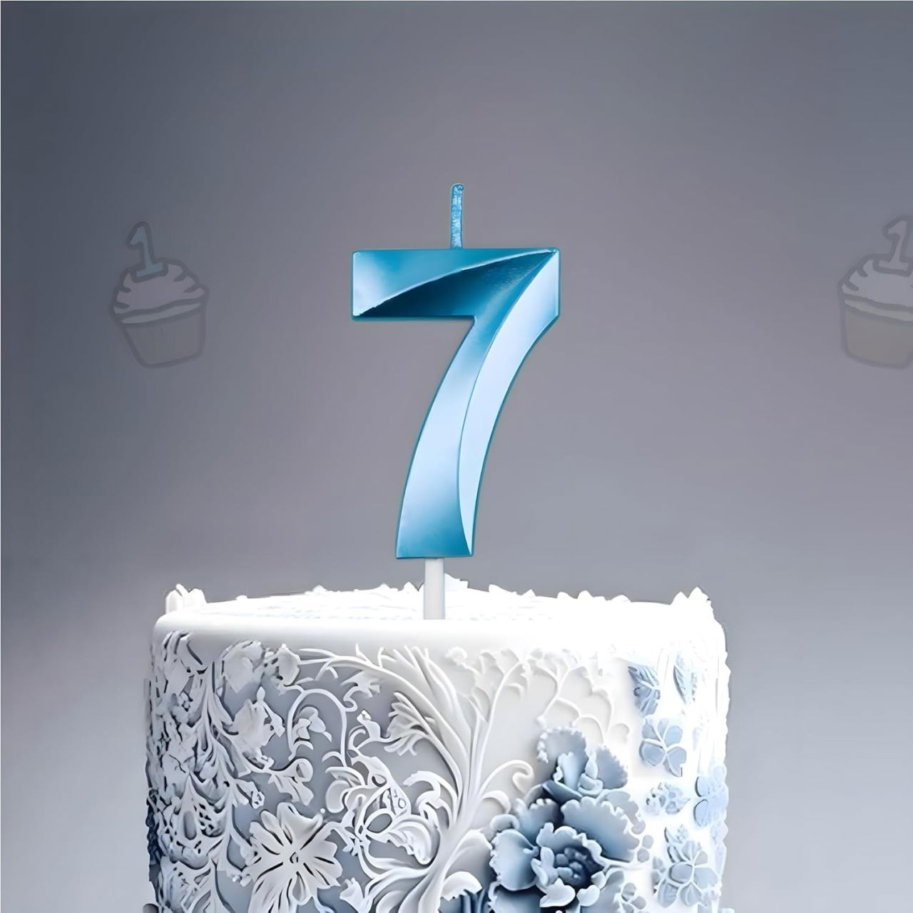 Lumanare Cifra 7, Flippy, Model Diamond, 5 x 3.4 cm, Albastru [7]