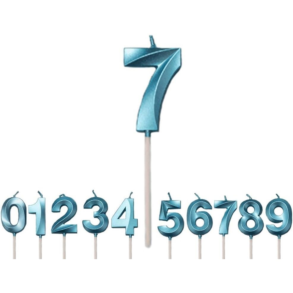 Lumanare Cifra 7, Flippy, Model Diamond, 5 x 3.4 cm, Albastru [5]
