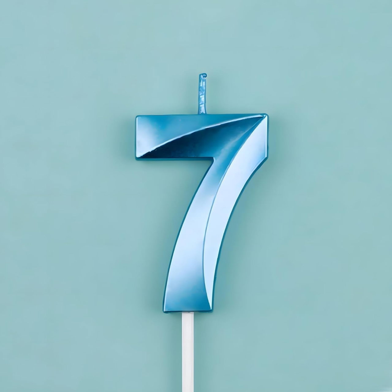 Lumanare Cifra 7, Flippy, Model Diamond, 5 x 3.4 cm, Albastru [8]