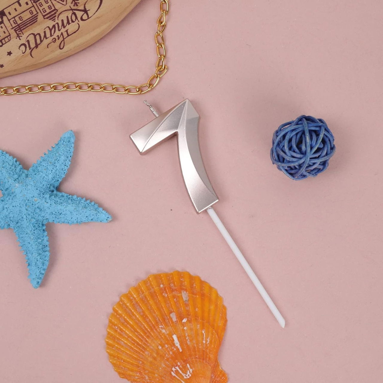 Lumanare Cifra 7, Flippy, Model Diamond, 5 x 3.4 cm, Argintiu [3]