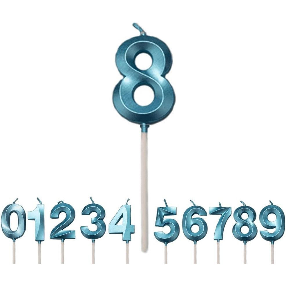 Lumanare Cifra 8, Flippy, Model Diamond, 5 x 3.4 cm, Albastru [5]