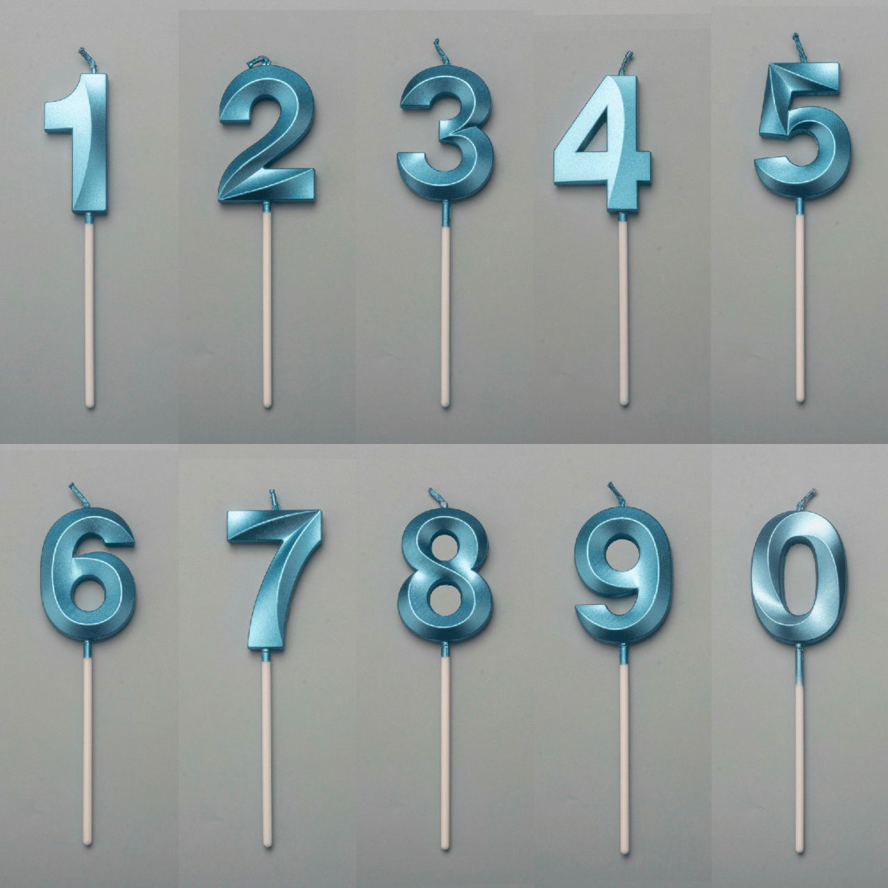 Lumanare Cifra 9, Flippy, Model Diamond, 5 x 3.4 cm, Albastru [4]