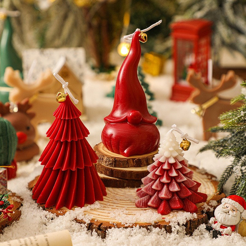 Lumanare de Craciun Parfumata, Flippy, Lumanare Rotativa cu Aromaterapie, Model Brad de Craciun forma Lunga, din Ceara de Soia, 11 x 8 x 8 cm, Rosu [2]