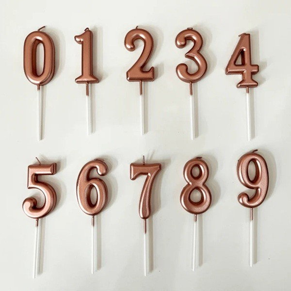 Lumanare de Tort, Flippy, Model Cifra 1, Party, 4.5 x 2.5 cm, din Parafina, Rose Gold [3]