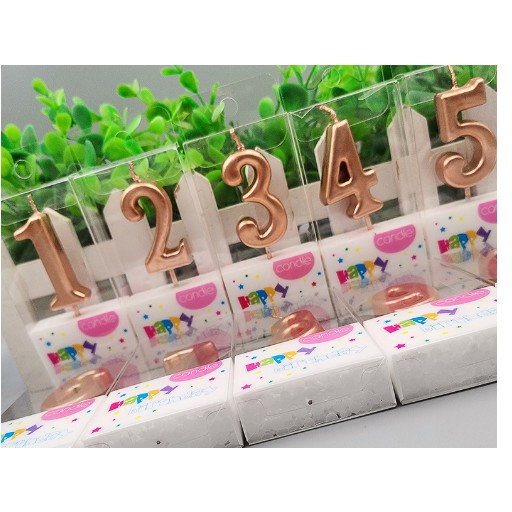 Lumanare de Tort, Flippy, Model Cifra 1, Party, 4.5 x 2.5 cm, din Parafina, Rose Gold [2]