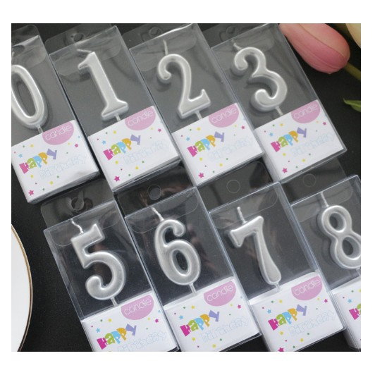 Lumanare de Tort, Flippy, Model Cifra 2, Party, 4.5 x 2.5 cm, din Parafina, Argintiu [2]