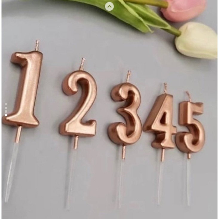 Lumanare de Tort, Flippy, Model Cifra 2, Party, 4.5 x 2.5 cm, din Parafina, Rose Gold [6]