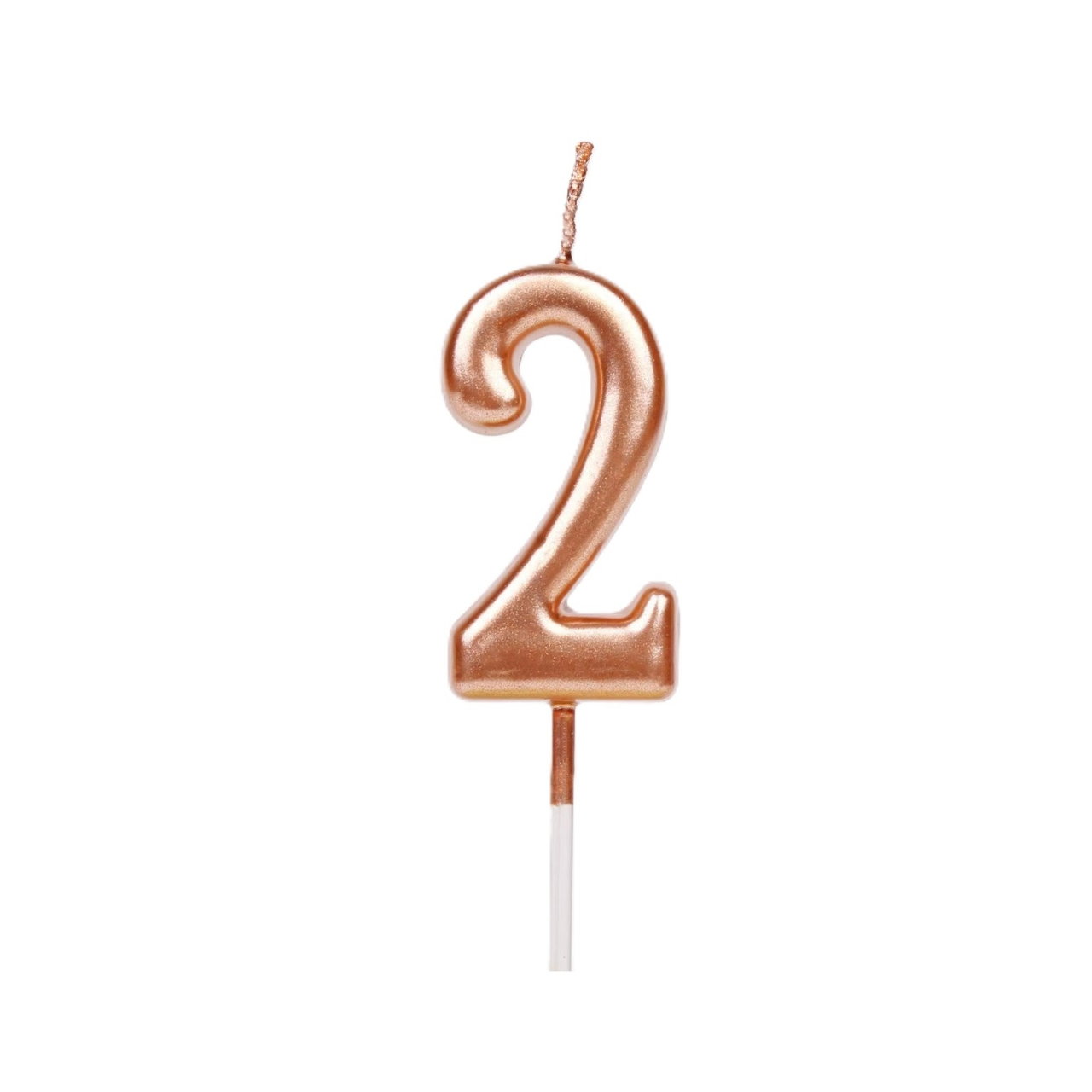 Lumanare de Tort, Flippy, Model Cifra 2, Party, 4.5 x 2.5 cm, din Parafina, Rose Gold [1]