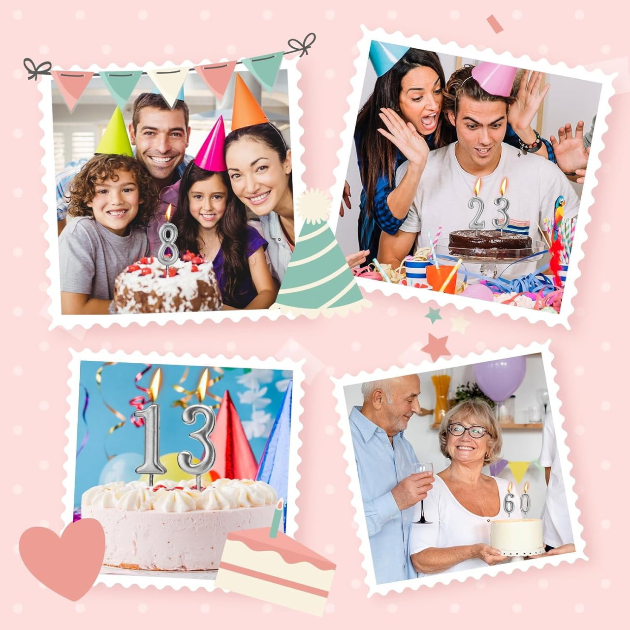 Lumanare de Tort, Flippy, Model Cifra 3, Party, 4.5 x 2.5 cm, din Parafina, Argintiu [3]