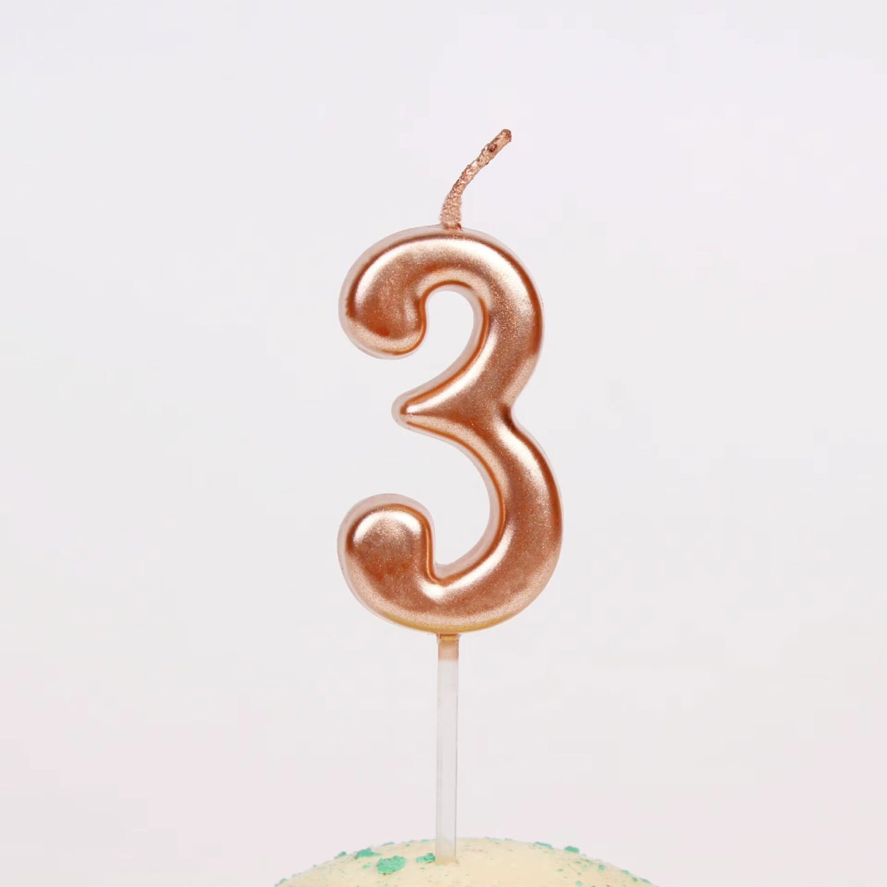 Lumanare de Tort, Flippy, Model Cifra 3, Party, 4.5 x 2.5 cm, din Parafina, Rose Gold [4]