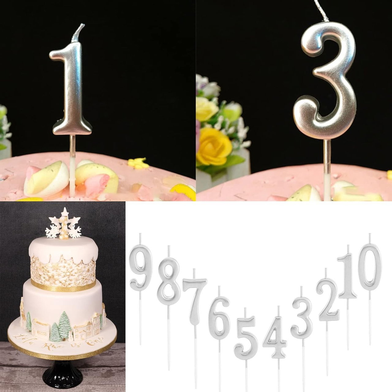 Lumanare de Tort, Flippy, Model Cifra 5, Party, 4.5 x 2.5 cm, din Parafina, Argintiu [5]