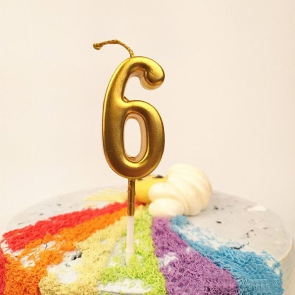 Lumanare de Tort, Flippy, Model Cifra 6, Party, 4.5 x 2.5 cm, din Parafina, Auriu [2]