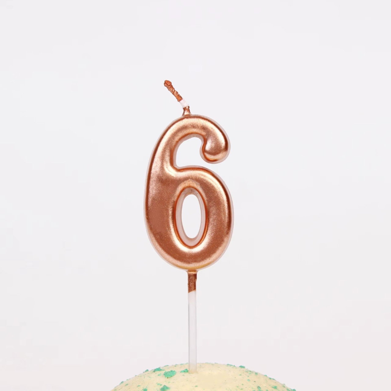 Lumanare de Tort, Flippy, Model Cifra 6, Party, 4.5 x 2.5 cm, din Parafina, Rose Gold [5]