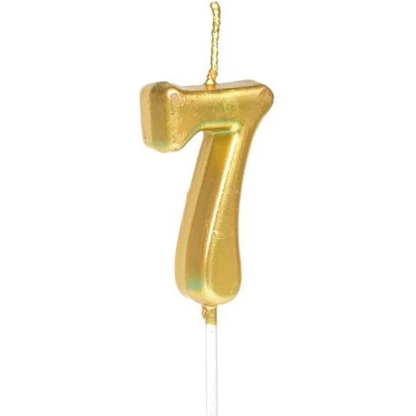 Lumanare de Tort, Flippy, Model Cifra 7, Party, 4.5 x 2.5 cm, din Parafina, Auriu [1]