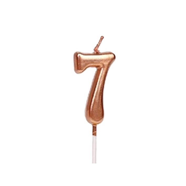 Lumanare de Tort, Flippy, Model Cifra 7, Party, 4.5 x 2.5 cm, din Parafina, Rose Gold [1]