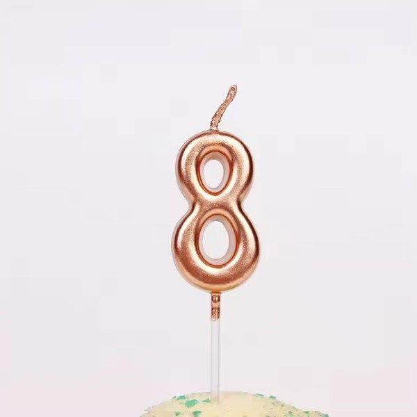 Lumanare de Tort, Flippy, Model Cifra 8, Party, 4.5 x 2.5 cm, din Parafina, Rose Gold [5]
