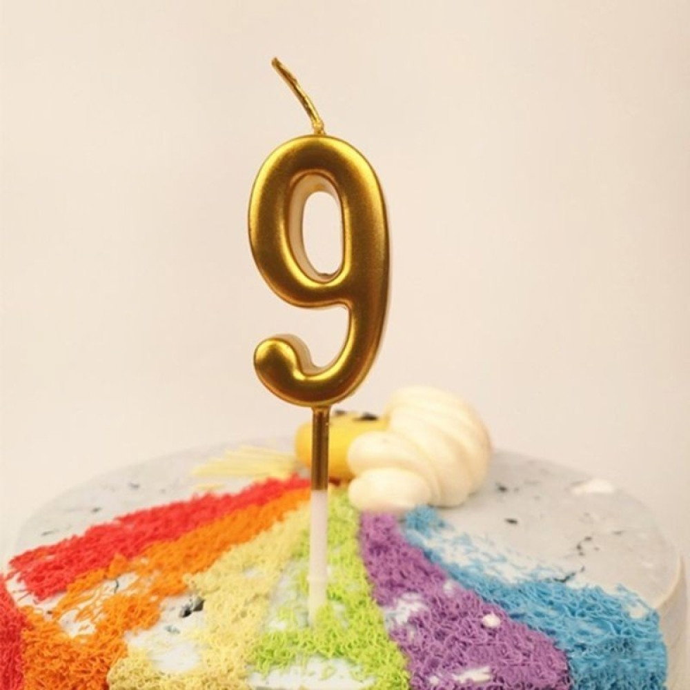 Lumanare de Tort, Flippy, Model Cifra 9, Party, 4.5 x 2.5 cm, din Parafina, Auriu [3]