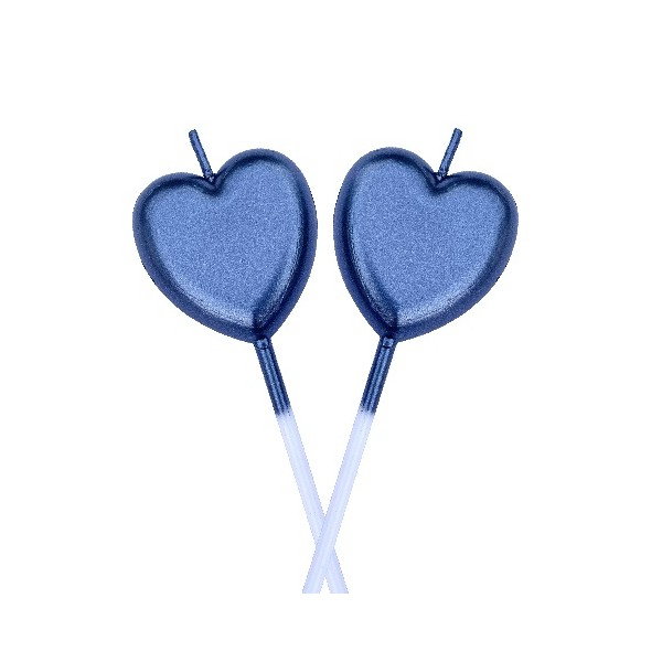Lumanare de Tort, Flippy, Model Inima, Party, 8.5 x 3 cm, Albastru [3]