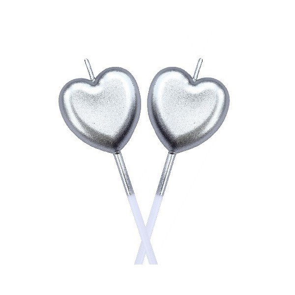 Lumanare de Tort, Flippy, Model Inima, Party, 8.5 x 3 cm, Argintiu [2]