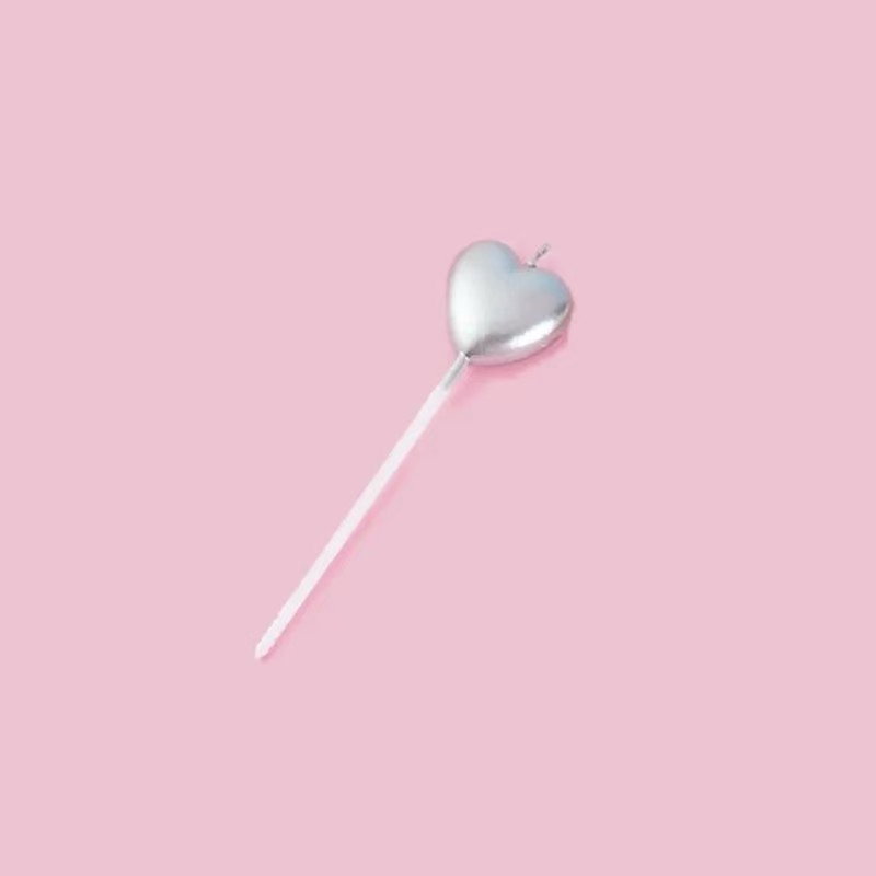 Lumanare de Tort, Flippy, Model Inima, Party, 8.5 x 3 cm, Argintiu [5]