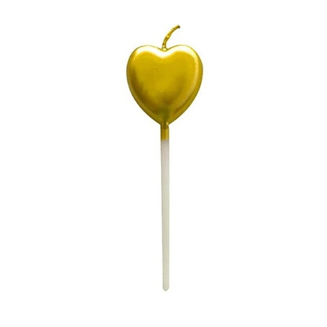 Lumanare de Tort, Flippy, Model Inima, Party, 8.5 x 3 cm, Auriu [1]