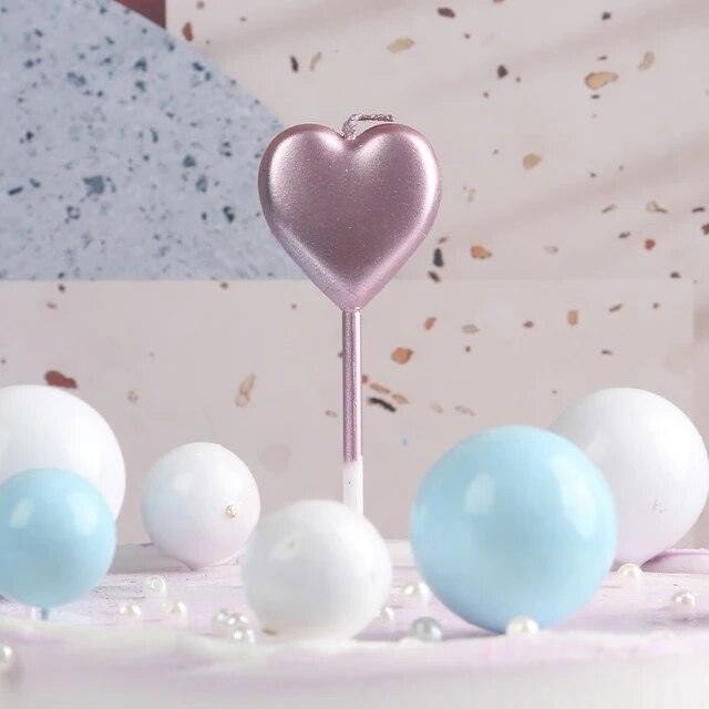 Lumanare de Tort, Flippy, Model Inima, Party, 8.5 x 3 cm, Roz Gold [3]