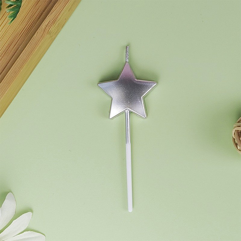 Lumanare de Tort, Flippy, Model Steluta, Party, 8.5 x 3.2 cm, Argintiu [6]