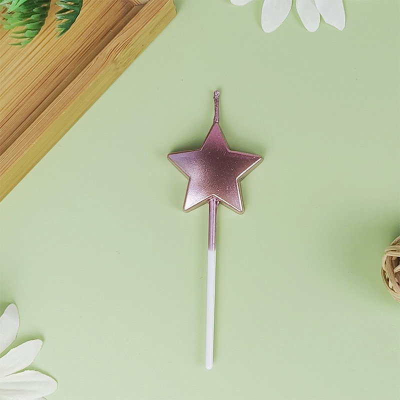 Lumanare de Tort, Flippy, Model Steluta, Party, 8.5 x 3.2 cm, Roz Auriu [2]