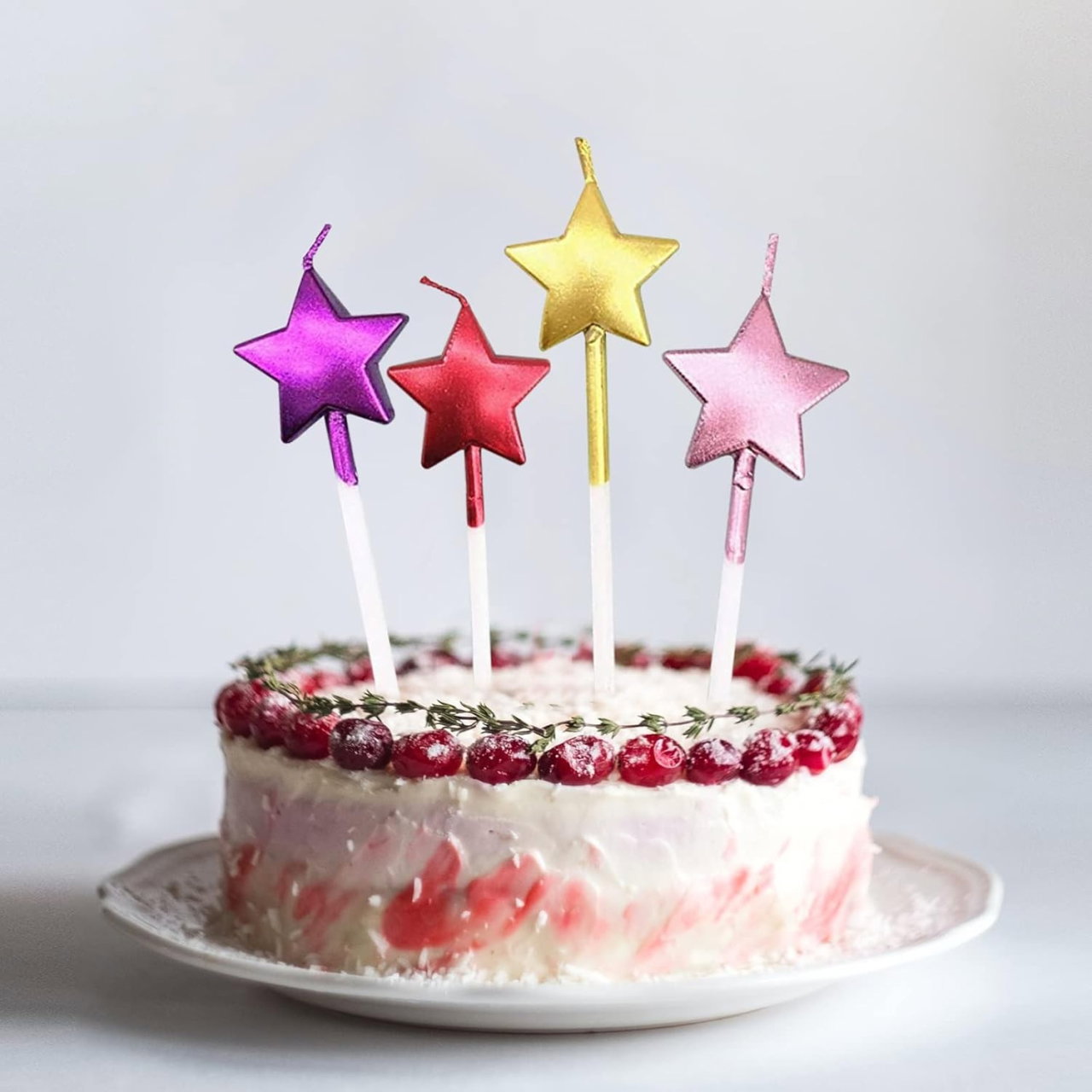 Lumanare de Tort, Flippy, Model Steluta, Party, 8.5 x 3.2 cm, Roz Auriu [5]