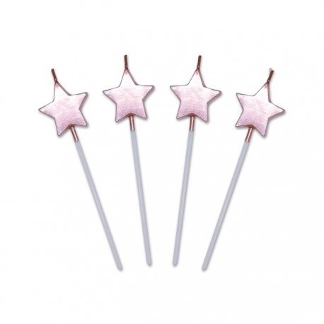 Lumanare de Tort, Flippy, Model Steluta, Party, 8.5 x 3.2 cm, Roz Auriu [4]