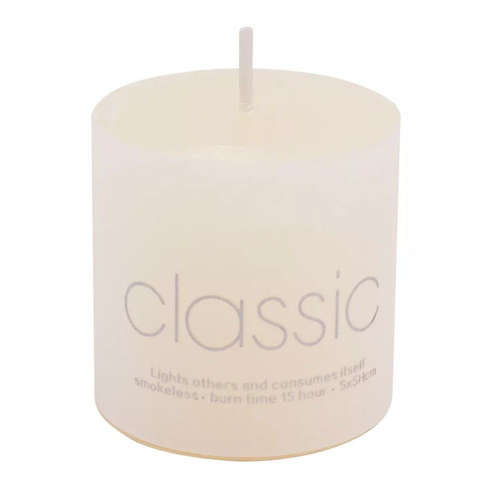 Lumanare Decorativa, Flippy, din Parafina, Cilindrica, Fara Fum si Fara Parfum, 5 x 5 cm, 90 g, Ardere 12h, Ivory Alb [1]