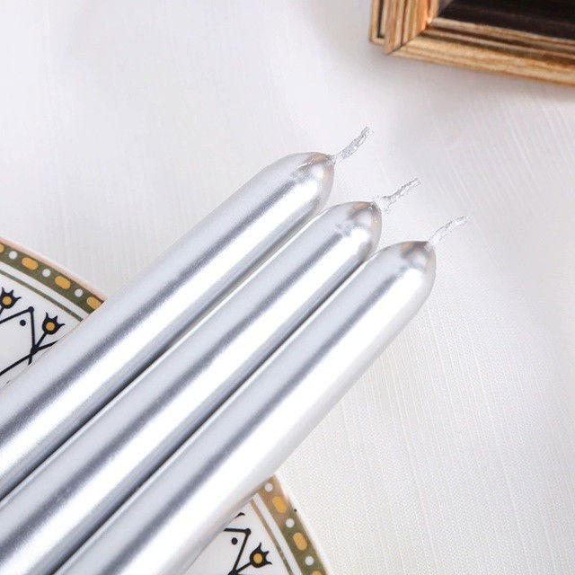 Lumanare Decorativa, Flippy, pentru Masa, 25 cm, din Parafina, fara Fum, Ardere 7.5h, Argintiu [3]