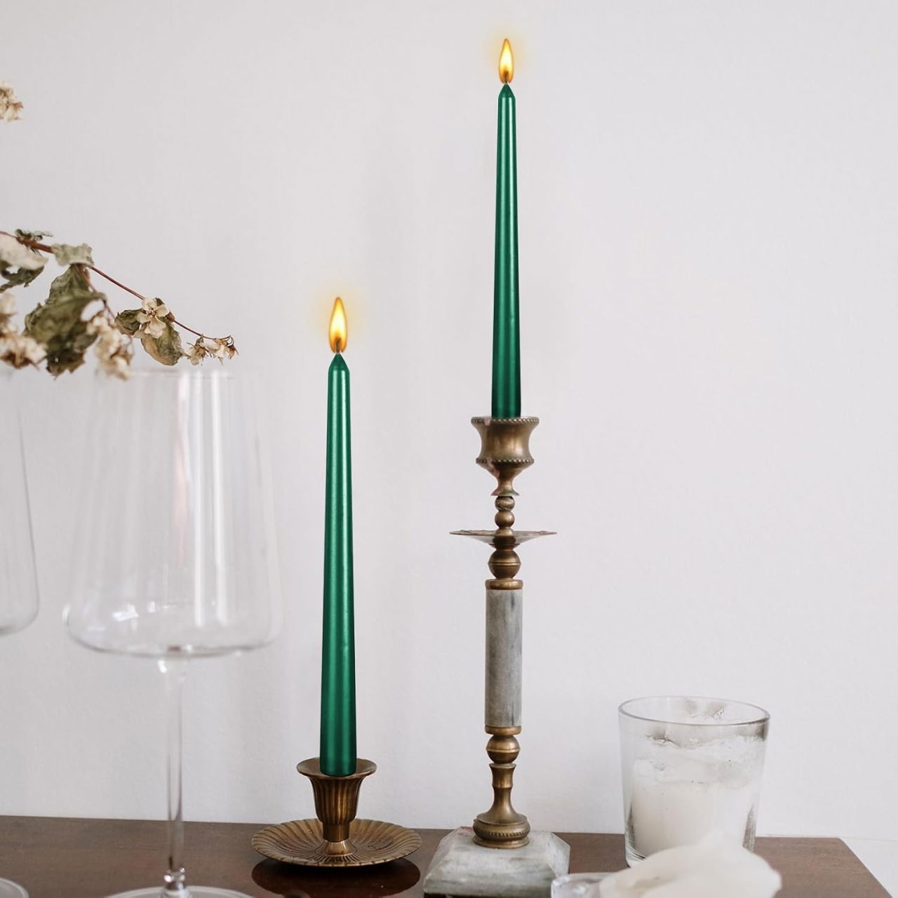 Lumanare Decorativa, Flippy, pentru Masa, 25 cm, din Parafina, fara Fum, Ardere 7.5h, Verde [2]