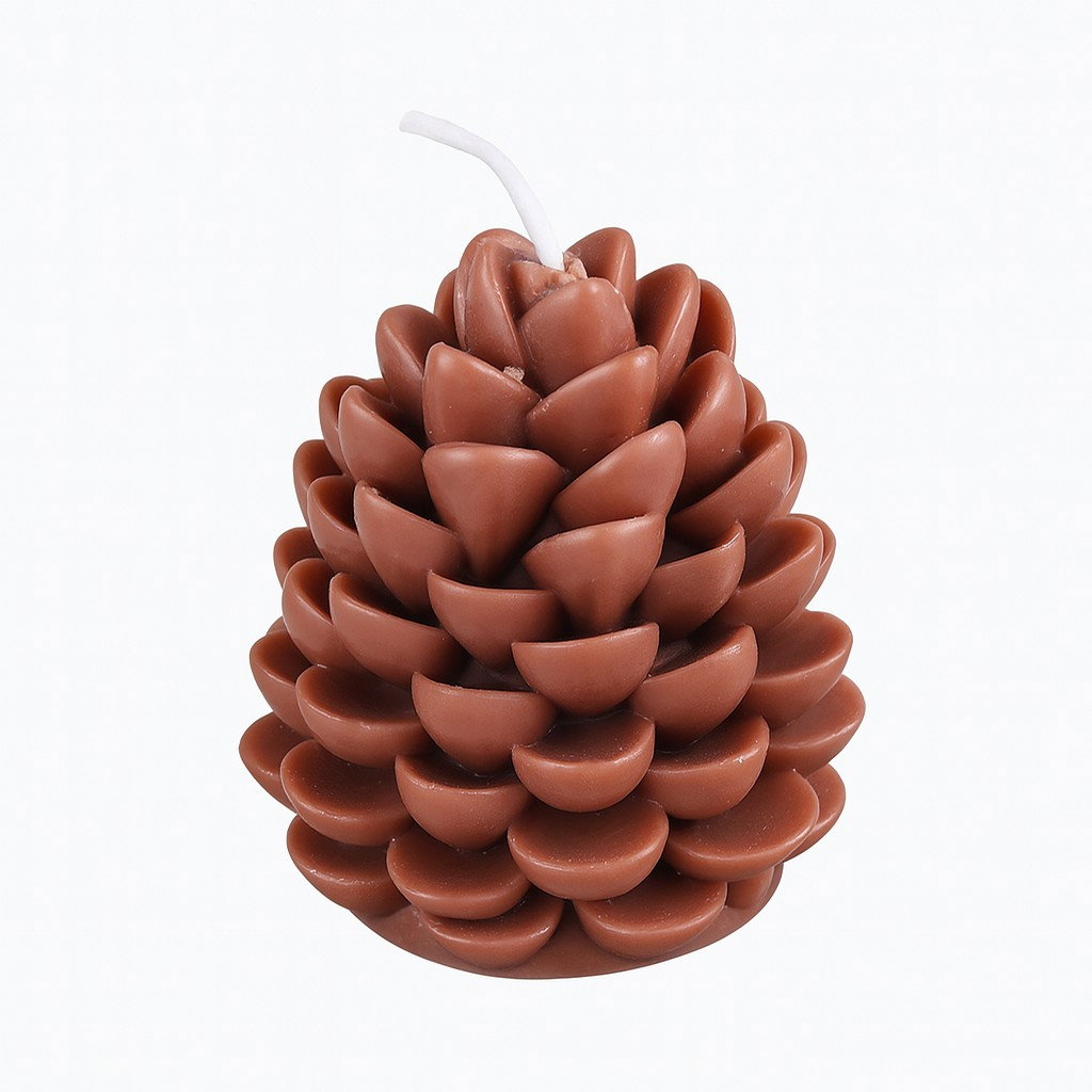 Lumanare Parfumata de Craciun, Flippy, Model Con de Pin, din Ceara de Soia, Cadou Creativ Handmade de Craciun, 7 x 6.5 x 6.5 cm, Maro [1]
