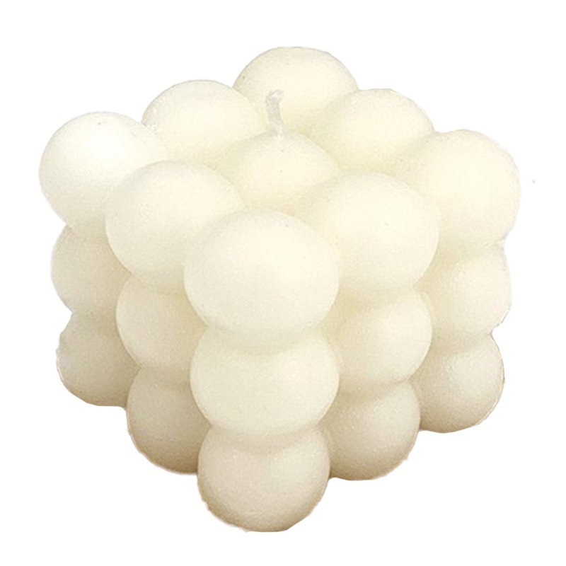 Lumanare Parfumata, Flippy, din Ceara De Soia, Model Cub, Gradient in 3 Culori Pale, 6x6x6 cm, Aroma de Musetel, Alb [1]