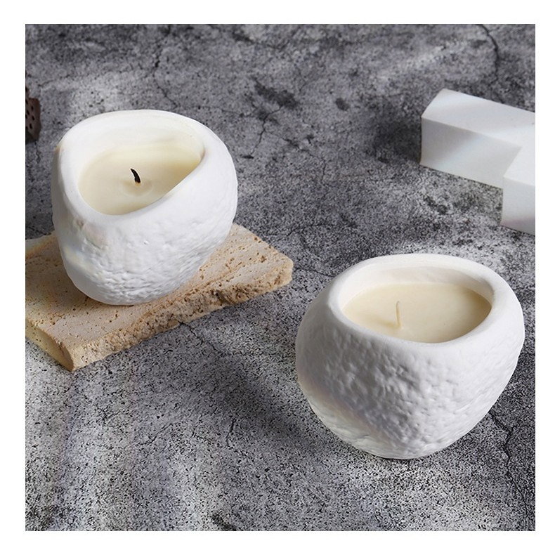 Lumanare Parfumata, Flippy, Model Abstract, Aroma Amber Moss, din Ceara de Soia, 8 x 5.5 x 6 cm, Alb [3]