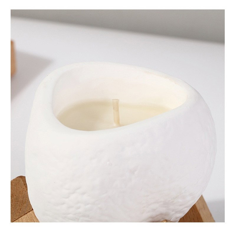 Lumanare Parfumata, Flippy, Model Abstract, Aroma de Ploaie Osmanthus, din Ceara de Soia, 8 x 5.5 x 6 cm, Alb [4]