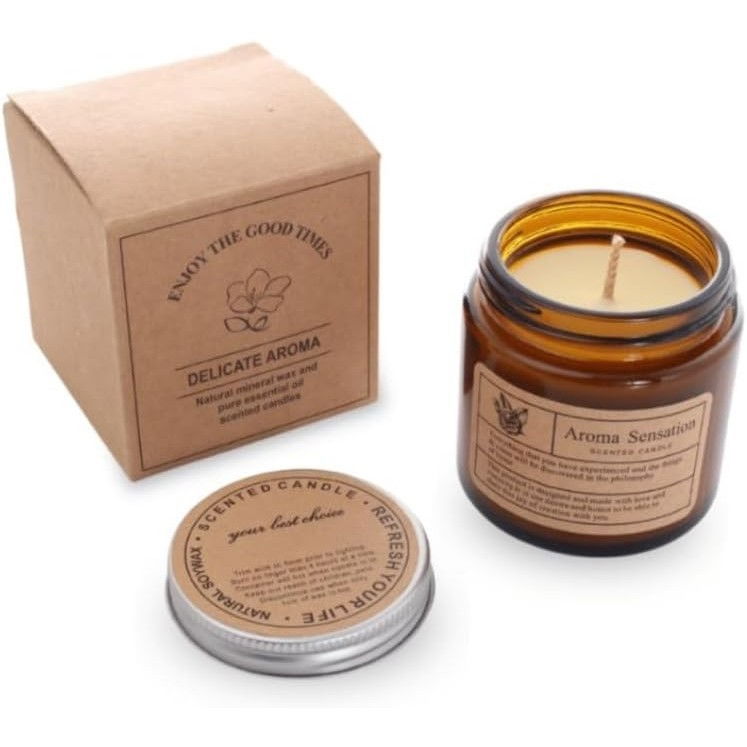 Lumanare Parfumata, Flippy, Model Borcan Maro, Aroma de Clopotei, din Ceara Vegetala, 6 x 6.5 x 6.5 cm, Maro [2]