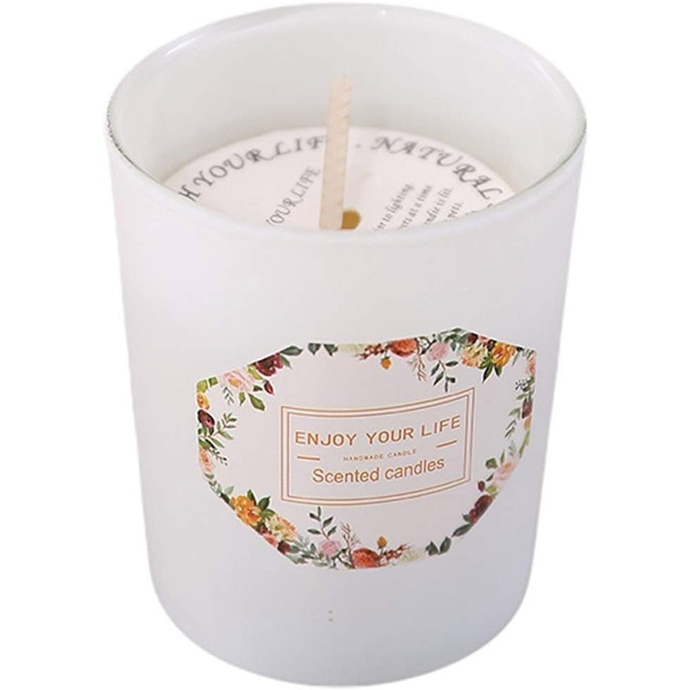 Lumanare Parfumata, Flippy, Model Pahar Alb Mat, Aroma de Ceai Verde si Floare de Portocal, din Ceara de Soia, 6.2 x 5.2 cm, Alb [1]